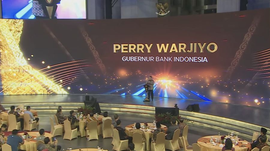 Gubernur Bank Indonesia (BI) Perry Warjiyo dalam Pertemuan Tahunan Bank Indonesia 2023.