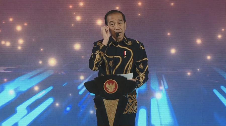 Presiden Joko Widodo dalam Pertemuan Tahunan Bank Indonesia 2023. (Tangkapan Layar Youtube Bank Indonesia)