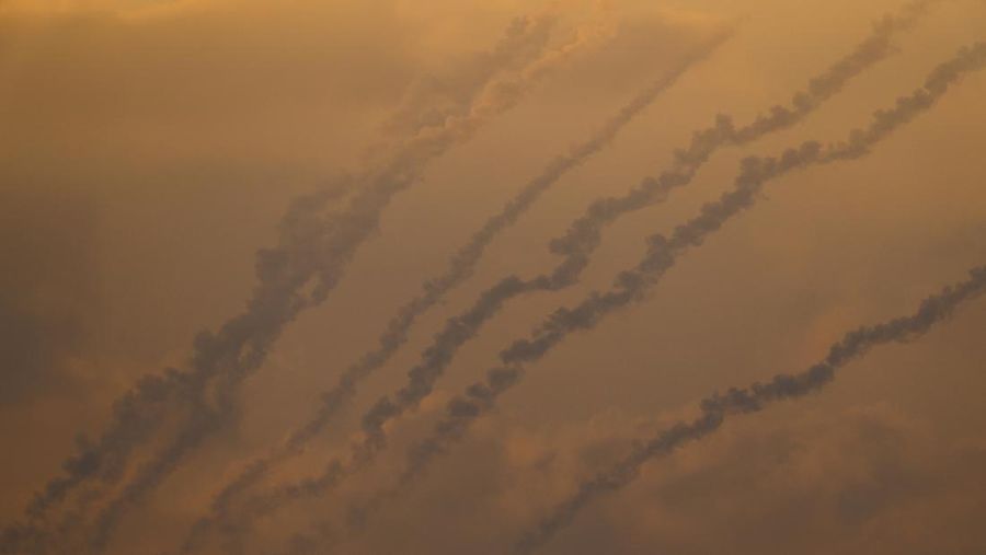 Israel's Iron Dome anti-missile system intercepts rockets launched from the Gaza Strip, after a temporary truce between Israel and the Palestinian Islamist group Hamas expired, as seen from Ashkelon, Israel, December 1, 2023. REUTERS/Amir Cohen      TPX IMAGES OF THE DAY