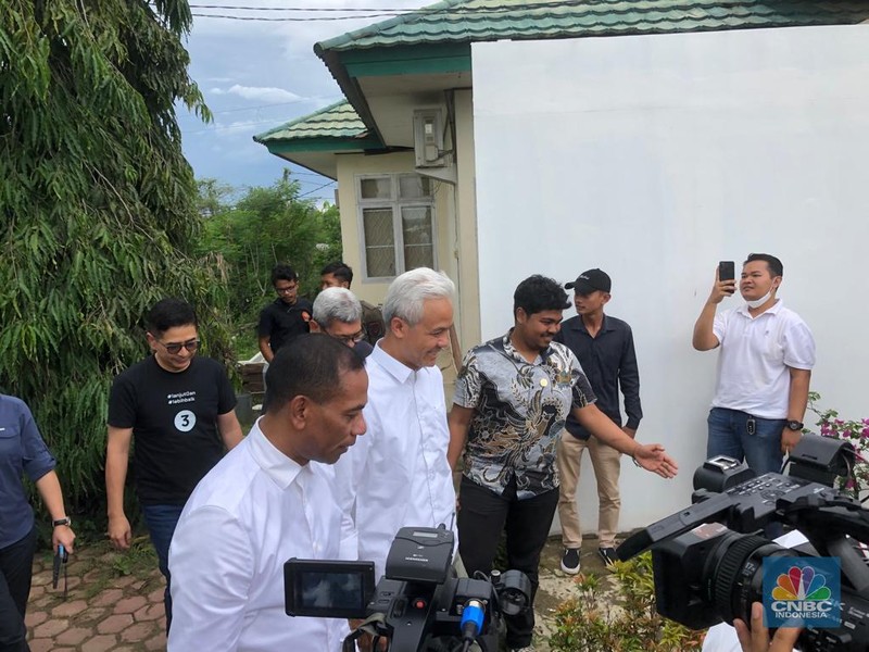 Capres Ganjar Pranowo di IKN. (CNBC Indonesia/Wiji Nurhayat)