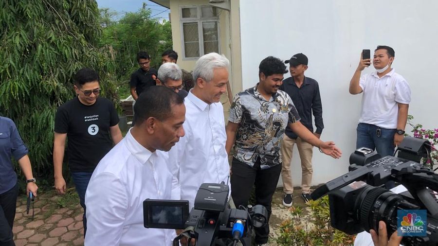 Capres Ganjar Pranowo di IKN. (CNBC Indonesia/Wiji Nurhayat)