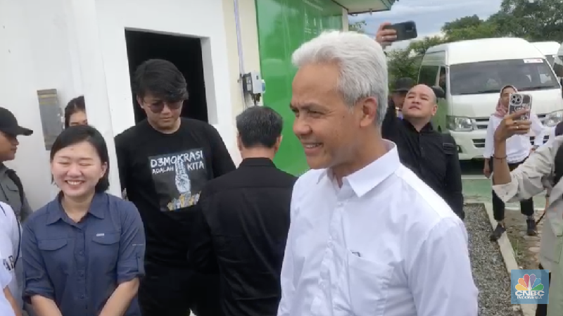 Capres Ganjar Pranowo di IKN. (CNBC Indonesia/Wiji Nurhayat)