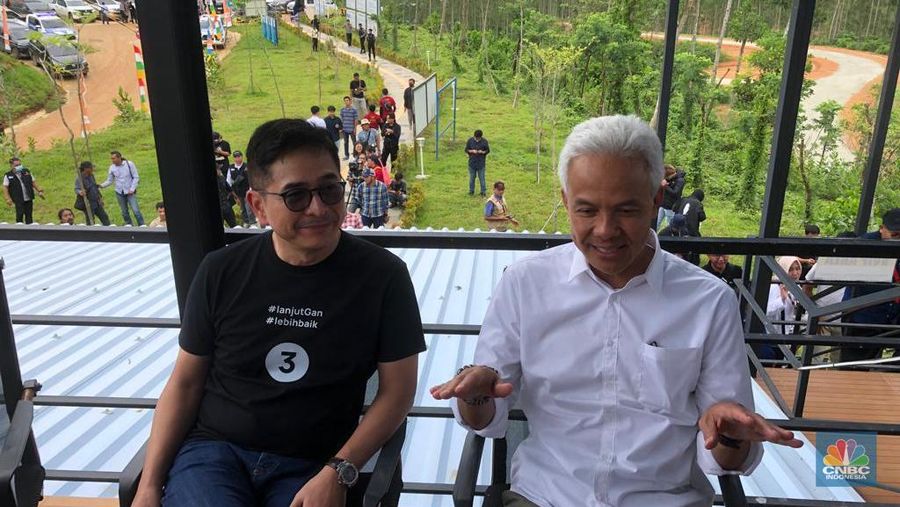 Capres Ganjar Pranowo di IKN. (CNBC Indonesia/Wiji Nurhayat)