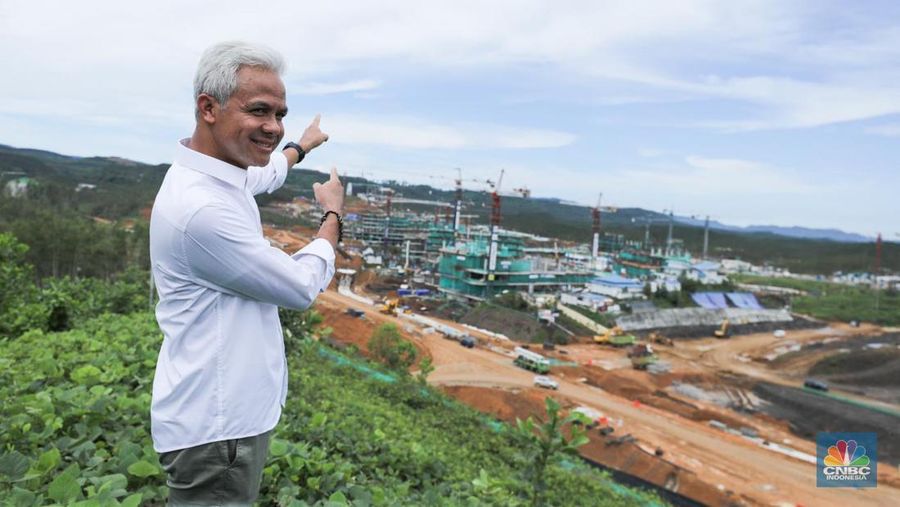 Capres Ganjar Pranowo di IKN. (CNBC Indonesia/Wiji Nurhayat)