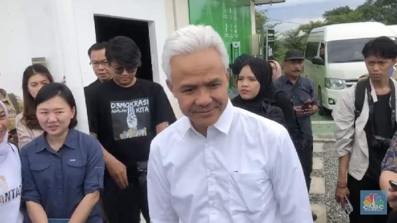 Capres Ganjar Pranowo di IKN. (CNBC Indonesia/Wiji Nurhayat)