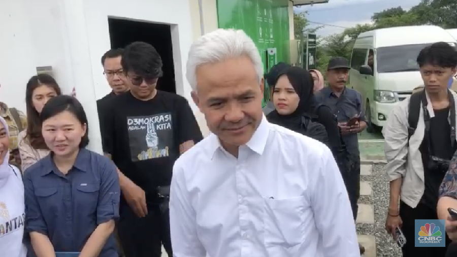 Capres Ganjar Pranowo di IKN. Capres Ganjar Pranowo di IKN. (CNBC Indonesia/Wiji Nurhayat)
