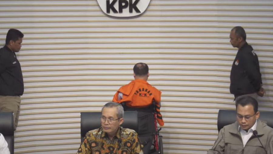 Konferensi pers dugaan tindak pidana korupsi di Kemenkumham. (YouTube/KPK)