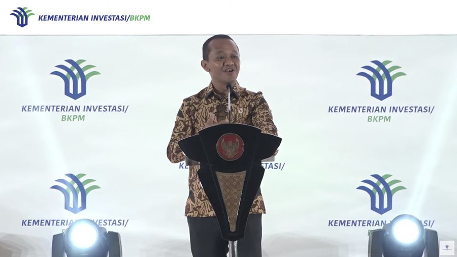 Menteri Investasi/Kepala BKPM Bahlil Lahadalia dalam Rapat Koordinasi Nasional Investasi 2023. (Tangkapan Layar Kementerian Investasi - BKPM)