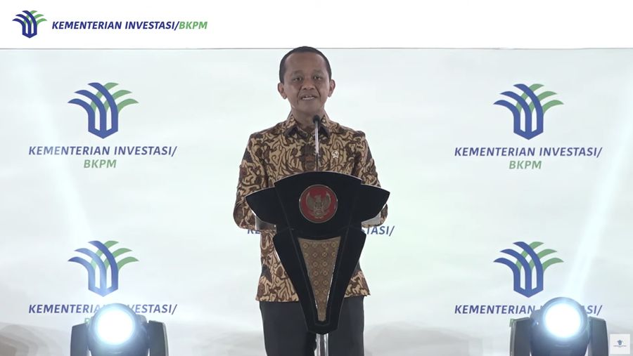 Menteri Investasi/Kepala BKPM Bahlil Lahadalia dalam Rapat Koordinasi Nasional Investasi 2023. (Tangkapan Layar Kementerian Investasi - BKPM)