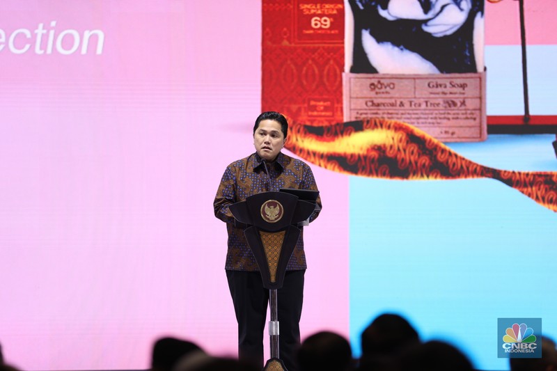 Presiden Joko Widodo dalam pembukaan UMKM Expo (RT) BRILIANPRENEUR 2023 di Jakarta Convention Center (JCC), Jakarta, Kamis (7/12/2023). (CNBC Indonesia/Tri Susilo)