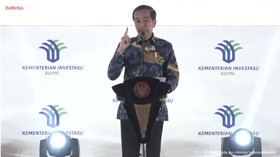Sambutan Presiden Jokowi pada Peresmian Pembukaan Rakornas Investasi 2023, pada Kamis (7/12/2023). (Tangkapan Layar Youtube Sekretariat Presiden)