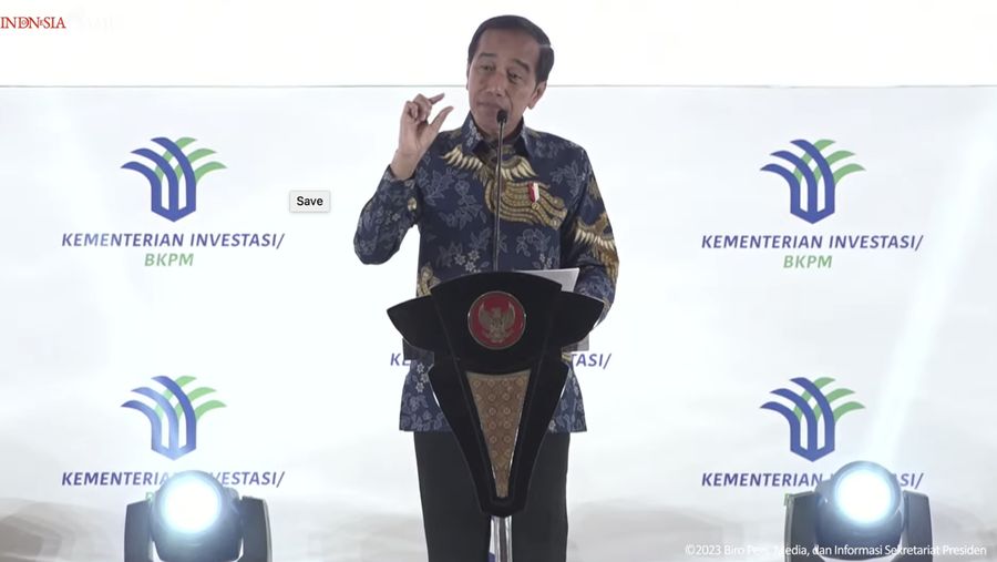Sambutan Presiden Jokowi pada Peresmian Pembukaan Rakornas Investasi 2023, pada Kamis (7/12/2023). (Tangkapan Layar Youtube Sekretariat Presiden)
