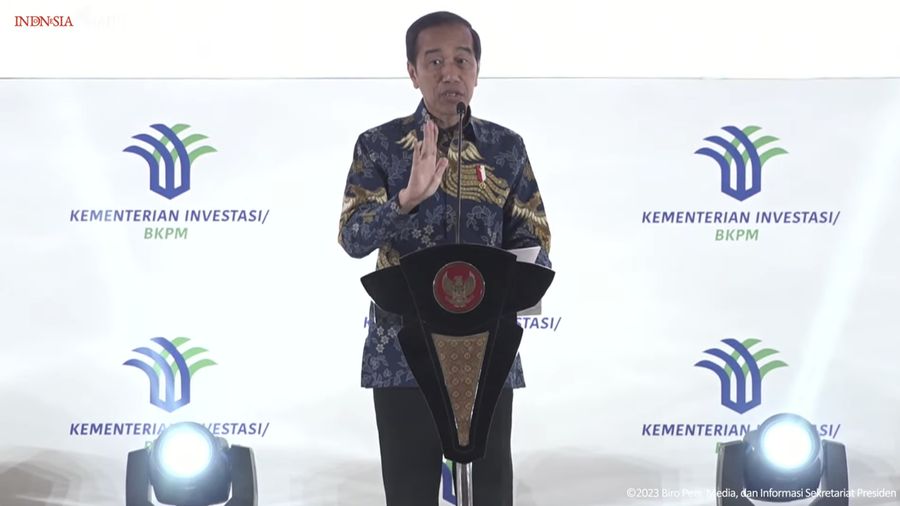 Sambutan Presiden Jokowi pada Peresmian Pembukaan Rakornas Investasi 2023, pada Kamis (7/12/2023). (Tangkapan Layar Youtube Sekretariat Presiden)