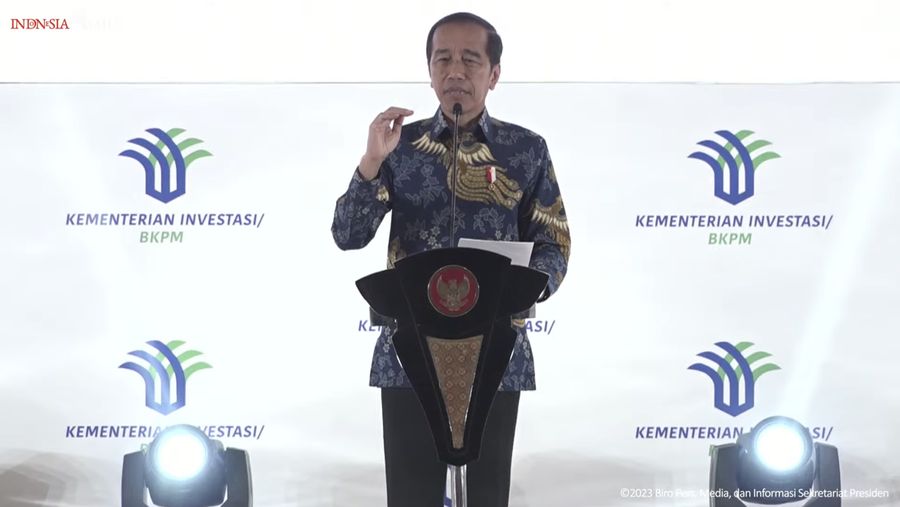 Sambutan Presiden Jokowi pada Peresmian Pembukaan Rakornas Investasi 2023, pada Kamis (7/12/2023). (Tangkapan Layar Youtube Sekretariat Presiden)
