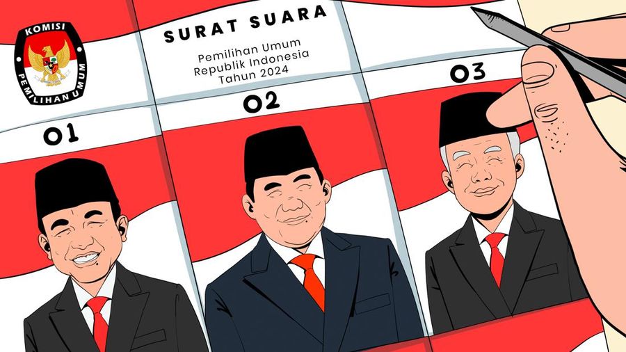 Ilustrasi Surat Suara Pemilu 2024