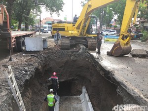 Kondisi Terkini Jalan Bandung Kota Malang Ambles: Dipasang Box Culvert