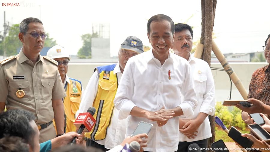 Keterangan Pers Presiden Jokowi Usai Resmikan Stasiun Pompa Ancol Sentiong, (11/12/2023). (Tangkapan layar Youtube Setpres RI)