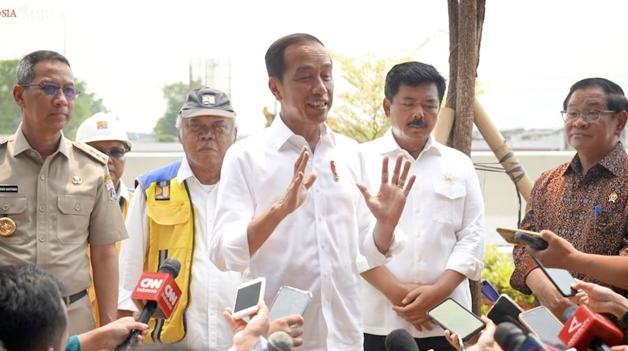 Keterangan Pers Presiden Jokowi Usai Resmikan Stasiun Pompa Ancol Sentiong, (11/12/2023). (Tangkapan layar Youtube Setpres RI)