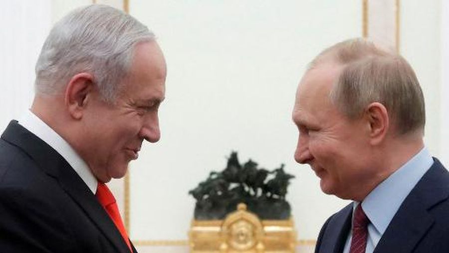 Russian President Vladimir Putin meets with Israeli Prime Minister Benjamin Netanyahu at the Kremlin in Moscow on January 30, 2020. (Photo by MAXIM SHEMETOV / POOL / AFP)