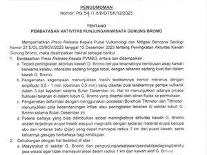 Imbauan PVMBG soal Peningkatan Aktivitas Gunung Bromo