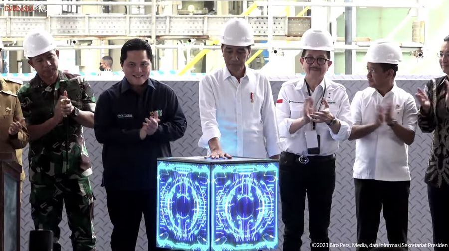 Presiden Jokowi Resmikan Ekspansi PT. Smelting, Gresik, Kamis, (14/12/2023). (Tangkapan Layar Youtube Sekretariat Presiden)