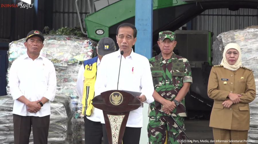 Presiden Jokowi Resmikan TPA Supit Urang, TPA Jabon, dan TPA Banjardowo, Malang, 14 Des 2023. (Tangkapan Layar Youtube)