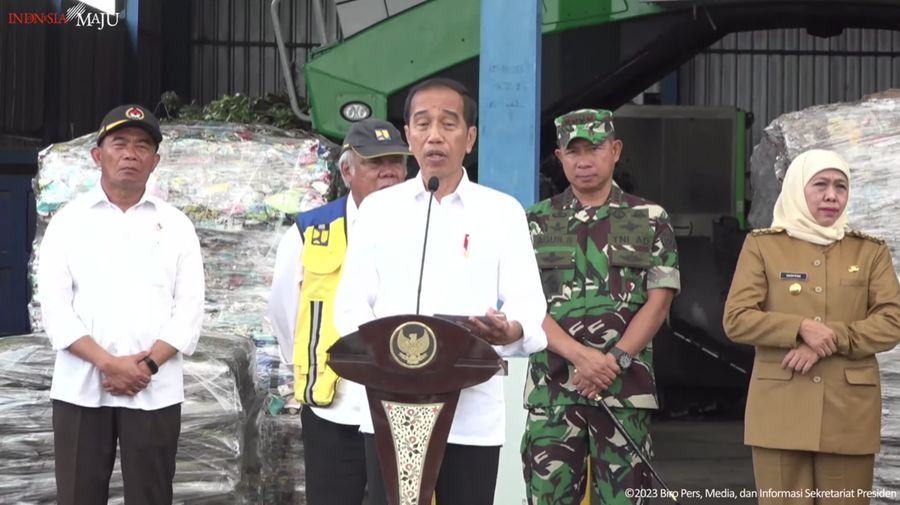 Presiden Jokowi Resmikan TPA Supit Urang, TPA Jabon, dan TPA Banjardowo, Malang, 14 Des 2023. (Tangkapan Layar Youtube)