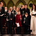 LONDON, ENGLAND - DECEMBER 8: Prince William, Prince of Wales, Prince George, Princess Charlotte, Prince Louis and Catherine, Princess of Wales during the Royal Carols - Together At Christmas service at Westminster Abbey on December 8, 2023 in London