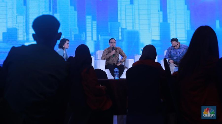 CNBC Indonesia menghadirkan Profit CNBC Indonesia dalam segmen Tech A Look on Location sesi ke dua, di Menara Bank Mega, Jakarta, Jumat, (15/12/2023). (CNBC Indonesia/Muhammad Sabki)
