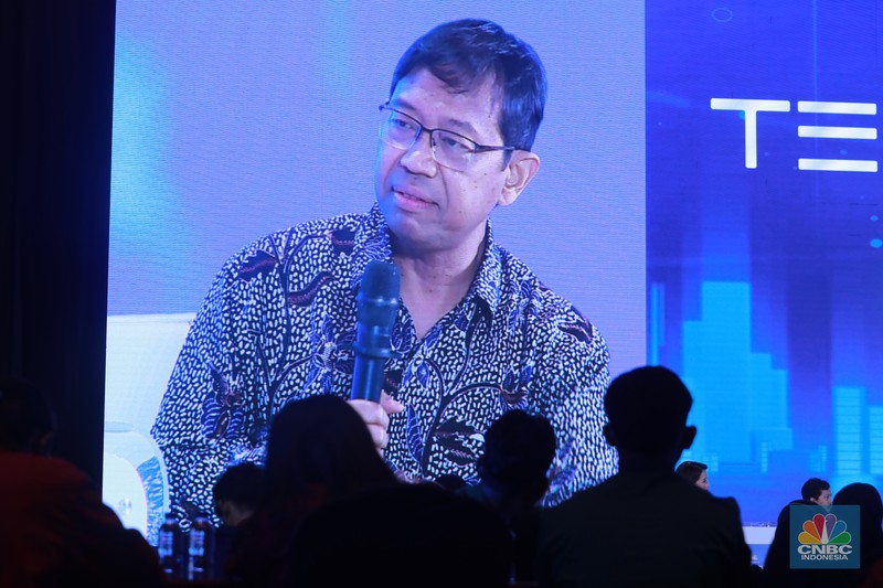 CNBC Indonesia menghadirkan Profit CNBC Indonesia dalam segmen Tech A Look on Location, di Menara Bank Mega, Jakarta, Jumat, (15/12/2023). (CNBC Indonesia/Muhammad Sabki)