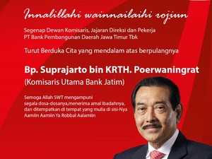 Komisaris Utama Bank Jatim Suprajarto Meninggal Dunia di Singapura