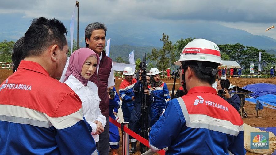 Pembangkit Listrik Tenaga Panas Bumi (PLTP) Lumut Balai Unit 2 di Muara Enim, Sumatera Selatan milik PT Pertamina Geothermal Tbk (PGEO) mulai dibangun. Ditargetkan rampung pada Desember 2024 mendatang. (CNBC Indonesia/Emir Yanwardhana)