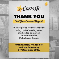 Carl's Jr Umumkan Bakal Tutup Semua Gerai di Indonesia, Bye!