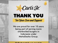 Carl's Jr Umumkan Bakal Tutup Semua Gerai di Indonesia, Bye!