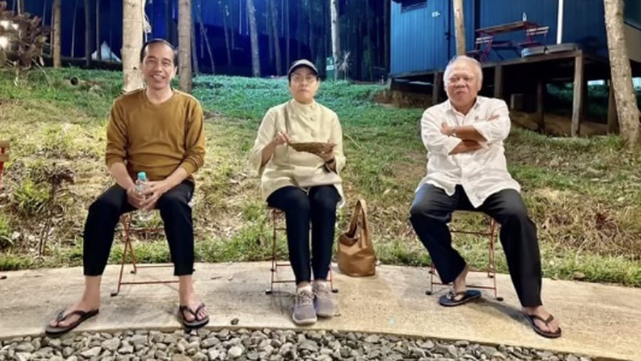 Presiden Joko Widodo (Jokowi) hari ini Kamis (21/9/2023) meninjau pembangunan Ibu Kota Negara (IKN) Nusantara. Jokowi dan beberapa menteri yang hadir bahkan kamping di lokasi. (Tangkapan layar instagram @smindrawati)