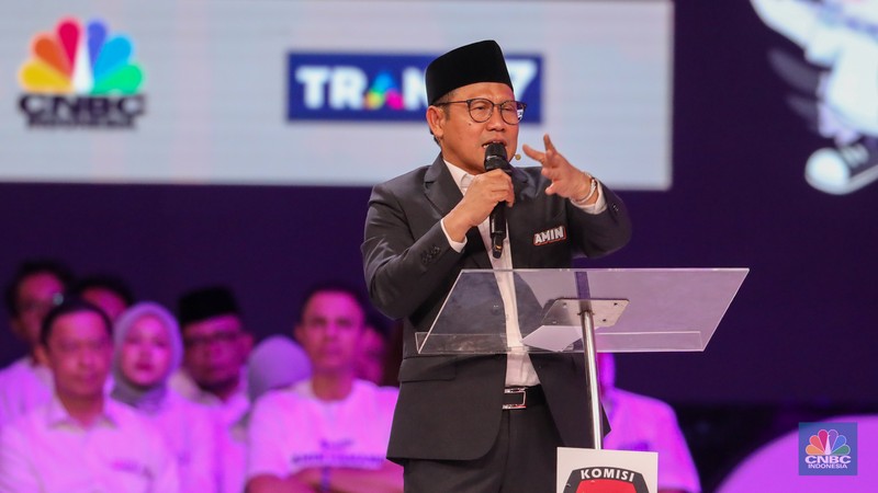 Suasana debat calon Wakil Presiden Pemilu Tahun 2024 digelar di Jakarta Convention Center (JCC) pada Jumat (22/12/2023). (CNBC Indonesia/Faisal Rahman)