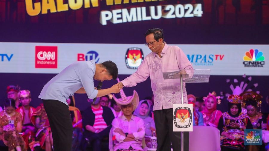Suasana debat calon Wakil Presiden Pemilu Tahun 2024 digelar di Jakarta Convention Center (JCC) pada Jumat (22/12/2023). (CNBC Indonesia/Faisal Rahman)