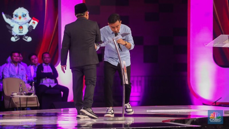 Suasana debat calon Wakil Presiden Pemilu Tahun 2024 digelar di Jakarta Convention Center (JCC) pada Jumat (22/12/2023). (CNBC Indonesia/Faisal Rahman)
