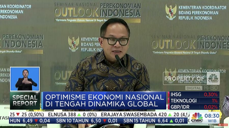 Wakil Menteri BUMN, Kartika Wirjoatmodjo dalam Seminar Nasional Outlook Perekonomian Indonesia 2024 dengan tema 