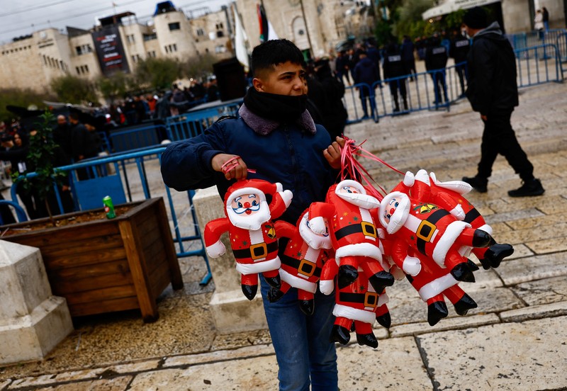 CHRISTMAS-SEASON/BETHLEHEM-MORNING A general view of the Church of the Nativity in Bethlehem on Christmas Eve, in the Israeli-occupied West Bank, December 24, 2023. REUTERS/Yosri Aljamal