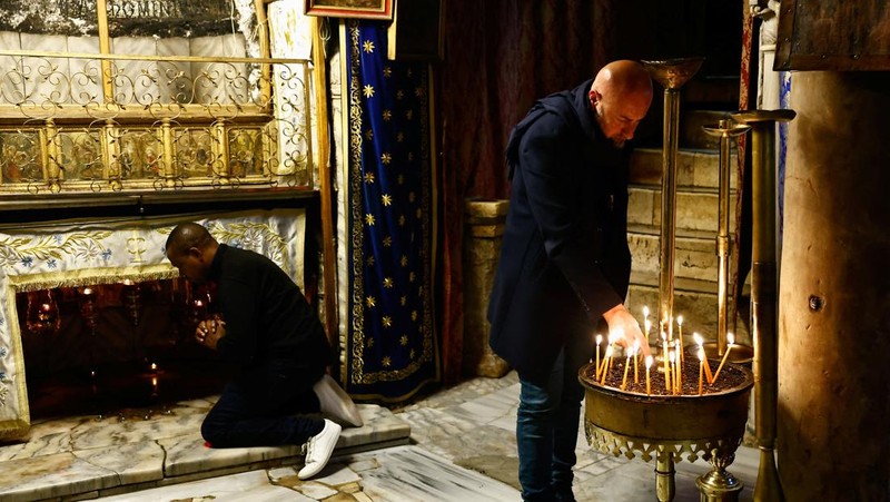 A general view of the Church of the Nativity in Bethlehem on Christmas Eve, in the Israeli-occupied West Bank, December 24, 2023. REUTERS/Yosri Aljamal