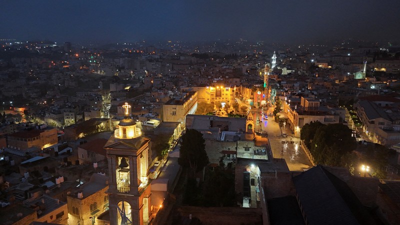 A general view of the Church of the Nativity in Bethlehem on Christmas Eve, in the Israeli-occupied West Bank, December 24, 2023. REUTERS/Yosri Aljamal