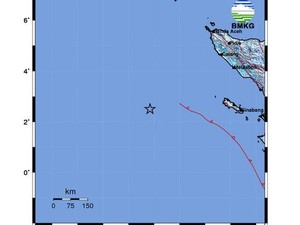 Titik Gempa M 6,6 Guncang Aceh Jaya di Samudra Hindia