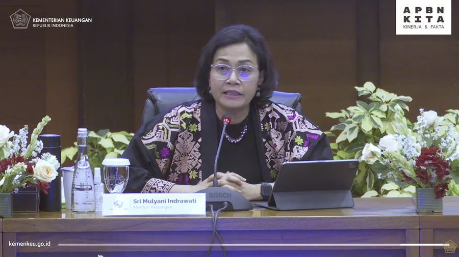 Menteri Keuangan Sri Mulyani Indrawati dalam Konferensi Pers Kinerja dan Realisasi APBN 2023. (Tangkapan Layar Youtube Kementerian Keuangan)
