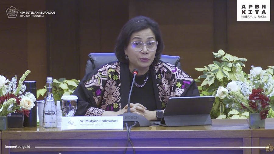 Menteri Keuangan Sri Mulyani Indrawati dalam Konferensi Pers Kinerja dan Realisasi APBN 2023. (Tangkapan Layar Youtube Kementerian Keuangan)