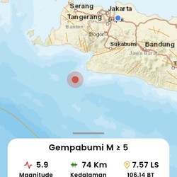 Gempa Guncang Banten M5,9, Terasa sampai Bandung