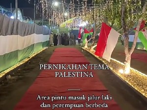 Viral Pernikahan Megah Tema Palestina, Pengantinnya Anak Kyai Madura