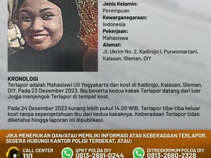 Tolong Bantu Cari Lur! Erina Mahasiswi UII Ini Berhari-hari Hilang dari Kos