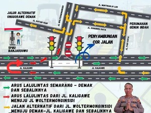Jalan Kaligawe Semarang Diperbaiki, Ini Rekayasa Lalin Simpang Genuk