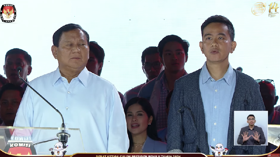 Prabowo dan Gibran (Tangkapam layar Youtube KPU RI)